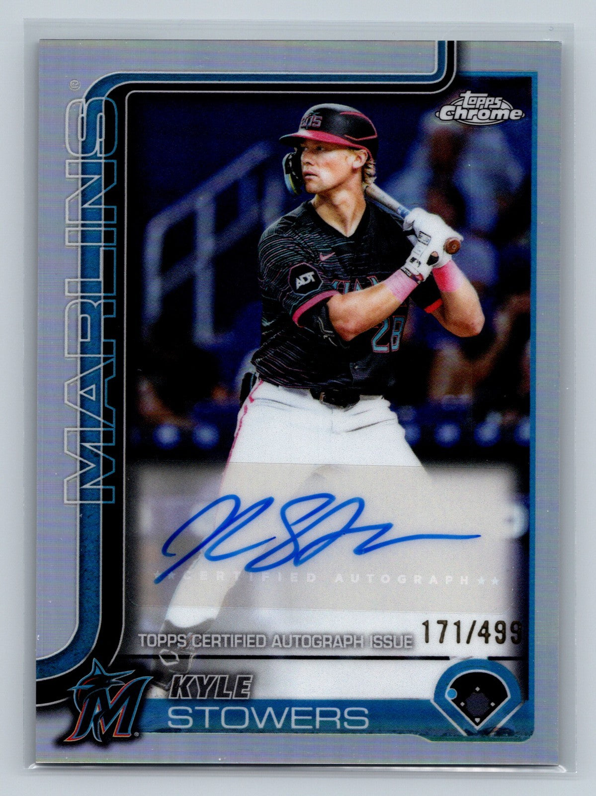Kyle Stowers 2025 Topps Chrome Update Refractor Auto /499 #AC-KS Marlins
