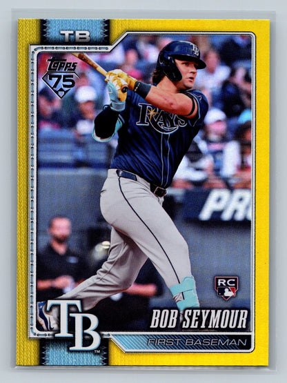Bob Seymour 2026 Topps Series 1 Yellow Rainbow Foil RC /399 #70 Rays