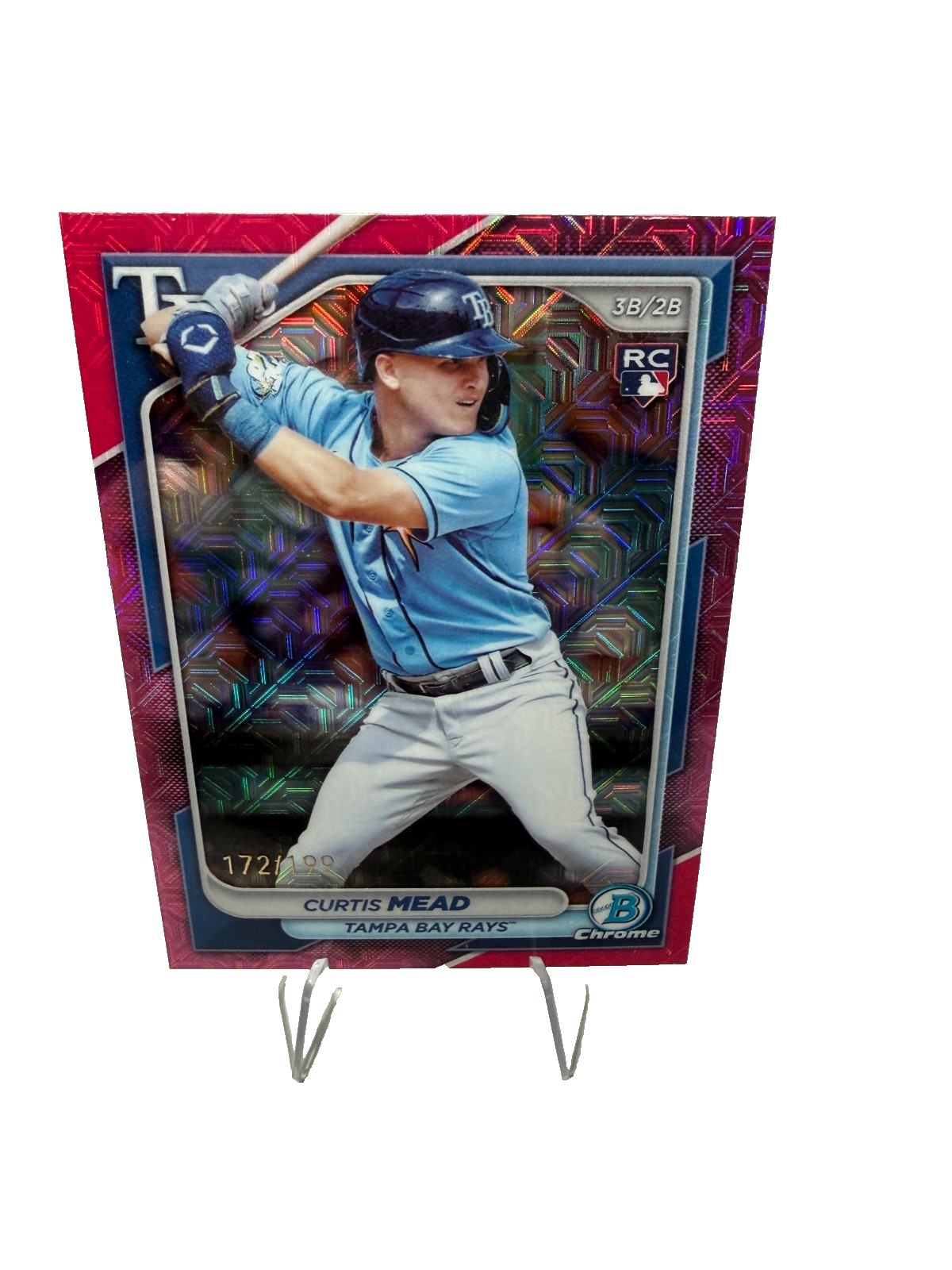 Curtis Mead 2024 Bowman Chrome Pink Mojo Refractor RC /199 #28 Rays