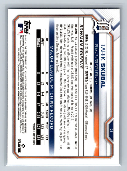 Tarik Skubal 2021 Bowman Chrome RC #28 Tigers