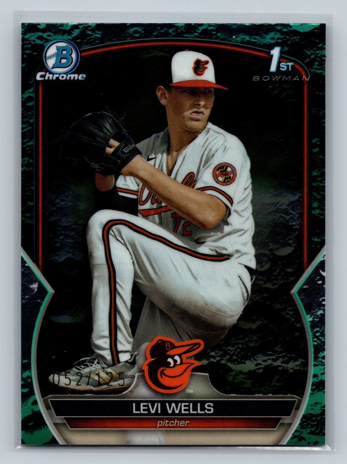 Levi Wells 2023 Bowman Draft Chrome 1st Aqua Lunar Crater Refractor /125 #BDC-92