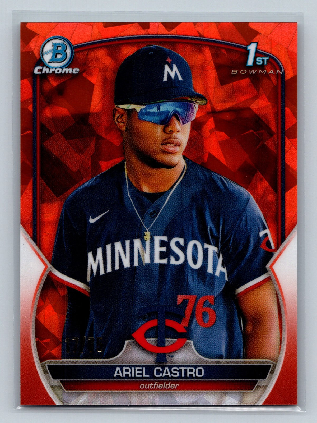 Ariel Castro 2023 Bowman Chrome 1st Orange Sapphire Refractor /75 #BCP-203 Twins