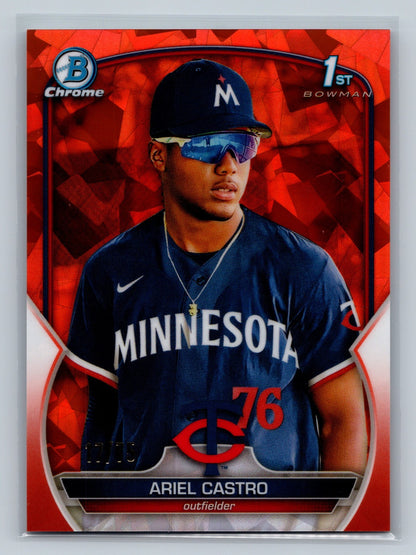 Ariel Castro 2023 Bowman Chrome 1st Orange Sapphire Refractor /75 #BCP-203 Twins