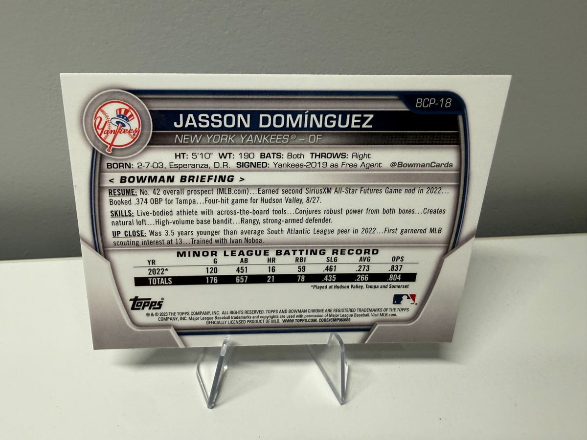 Jasson Dominguez 2023 Bowman Chrome Prospect Atomic Refractor #BCP-18 Yankees