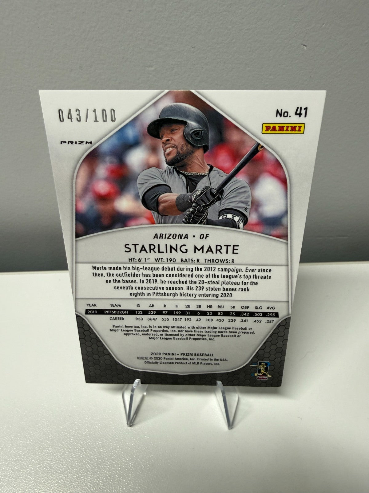 Starling Marte 2020 Panini Prizm Neon Orange /100 #41 Diamondbacks