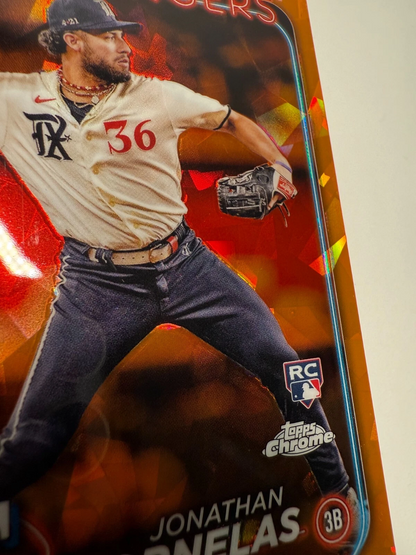 Jonathan Ornelas 2024 Topps Chrome Sapphire Orange RC /25 #575 Rangers