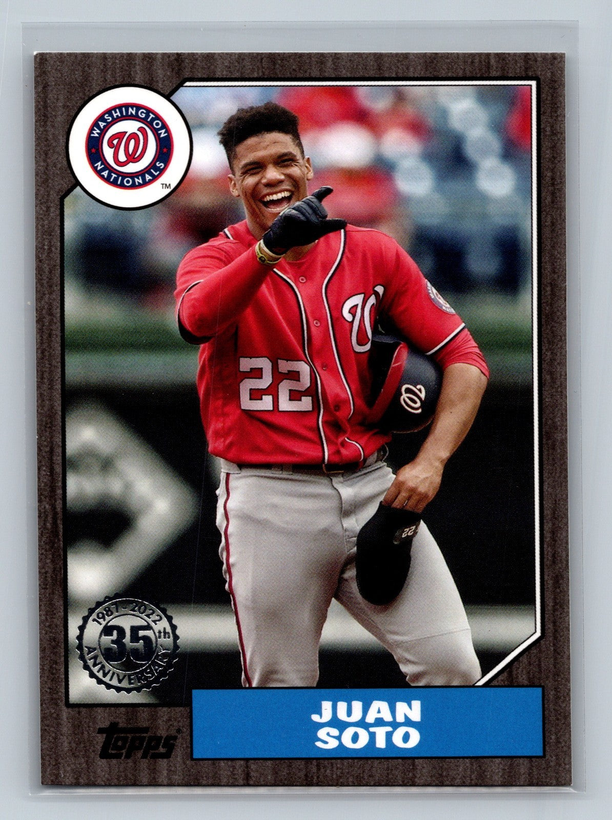 Juan Soto 2022 Topps Series 1 1987 35th Anniversary Black /299 #T87-79 Nationals