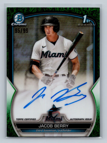 Jacob Berry 2023 Bowman Chrome 1st Green Grass Refractor Auto /99 #CPA-JB