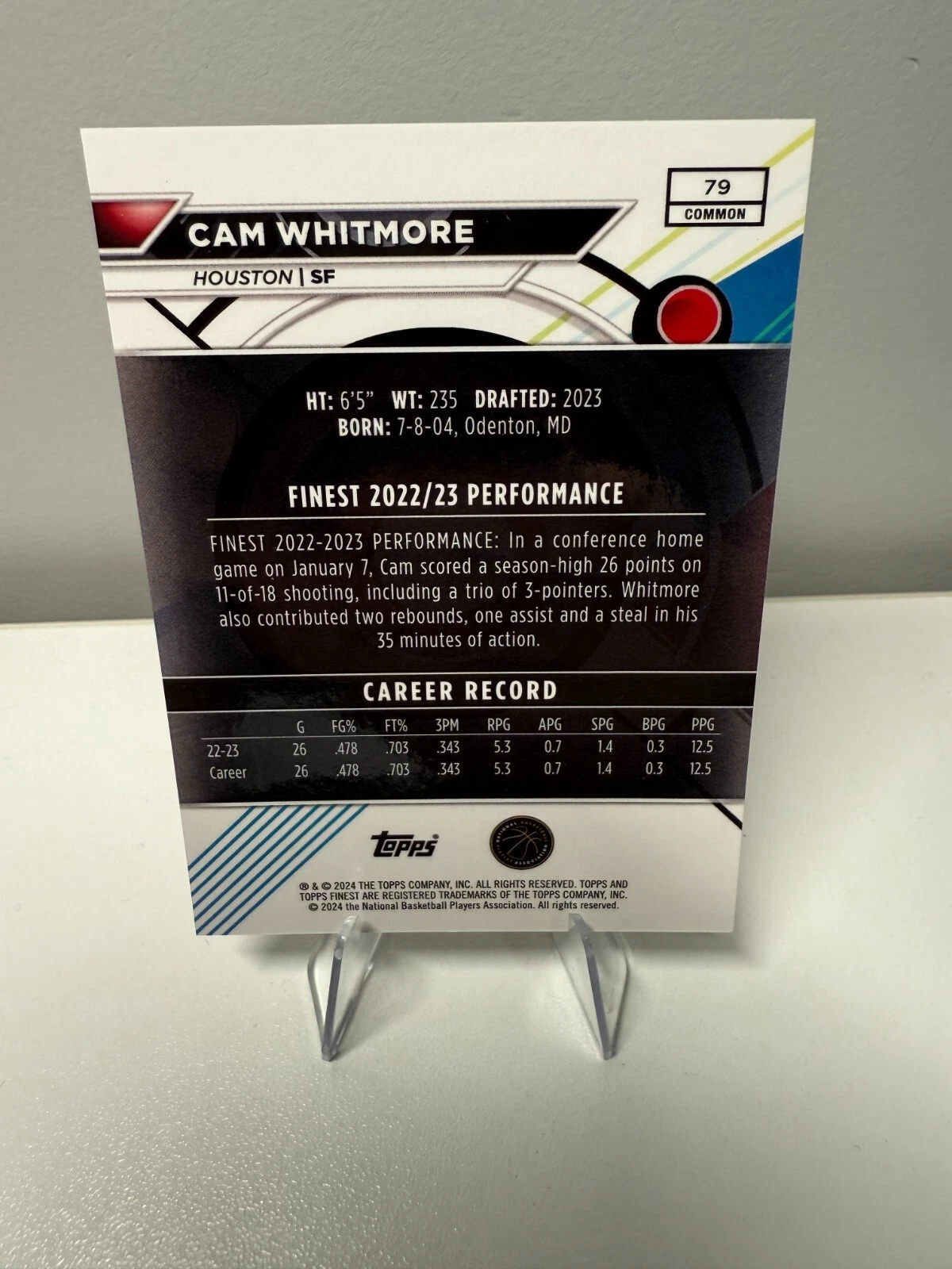 Cam Whitmore 2023-24 Topps Finest Common Black Geometric Refractor RC /25 #79