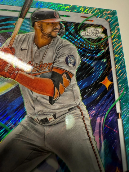 Eloy Jimenez 2024 Topps Cosmic Chrome Aqua Equinox Refractor /199 #111 Orioles