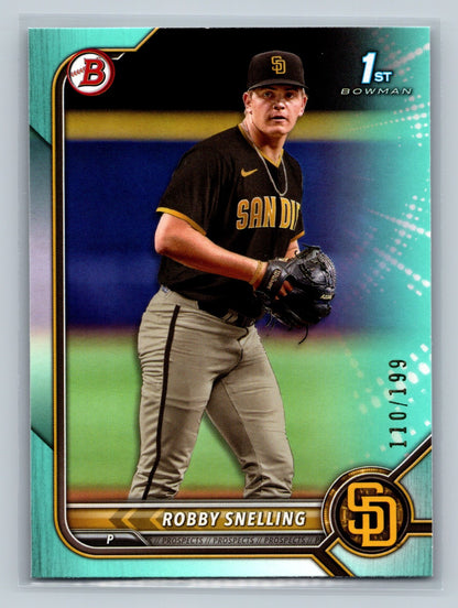 Robby Snelling 2022 Bowman Draft 1st Paper Aqua /199 #BD-82 Padres