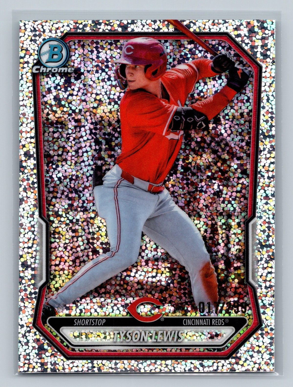 Tyson Lewis 2026 Bowman Chrome Prospects Speckle Refractor /299 #BCP-5 Reds