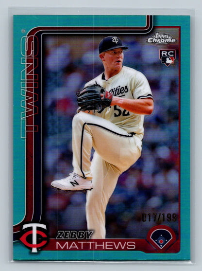 Zebby Matthews 2025 Topps Chrome Aqua Refractor RC /199 #277 Twins