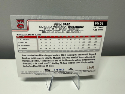 Juan Baez 2025 Topps Pro Debut Green Foil /99 #PD-91 Mudcats