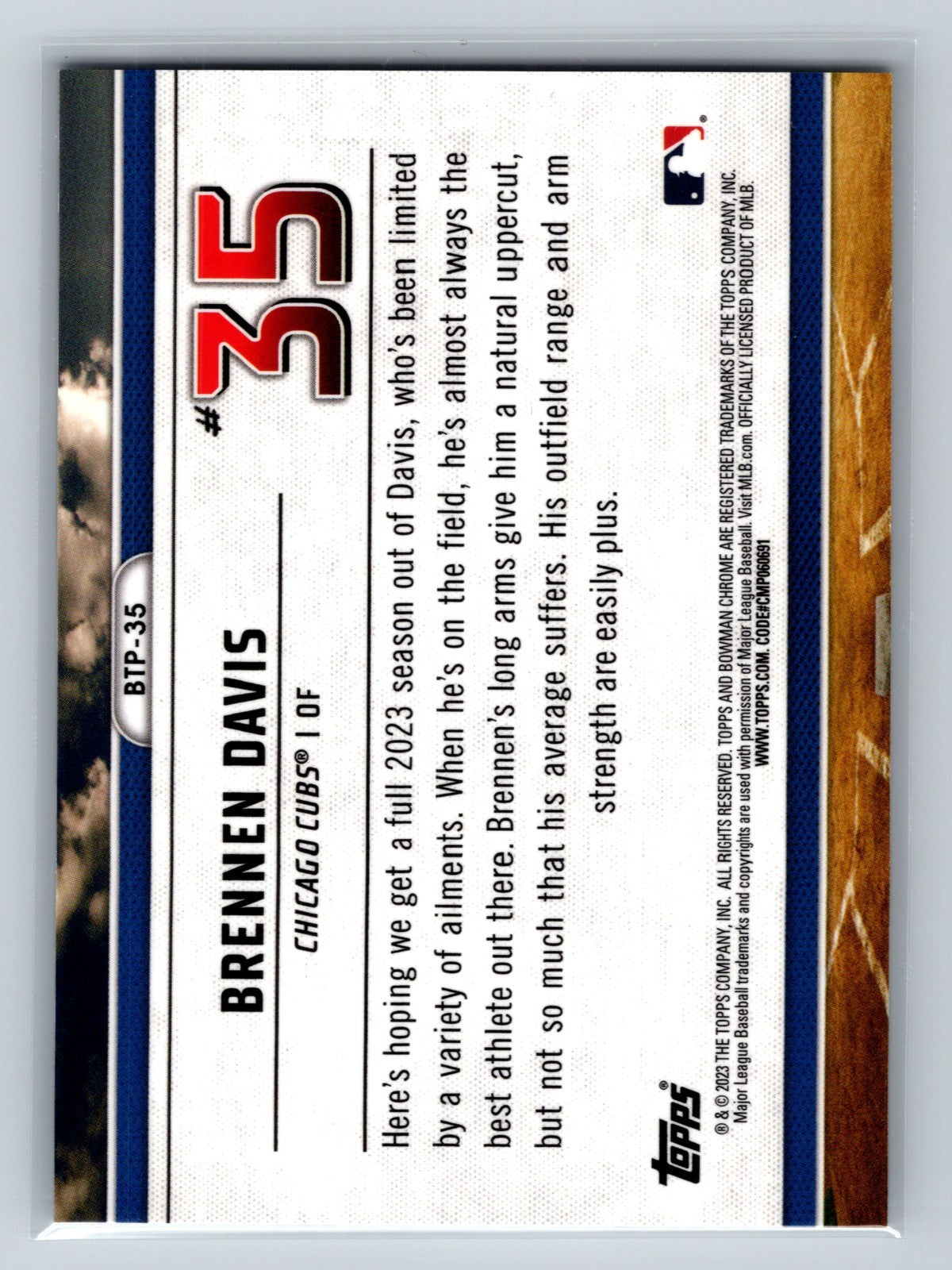 Brennen Davis 2023 Bowman Scouts Top Prospect Atomic Refractor /150 #BTP-35 Cu