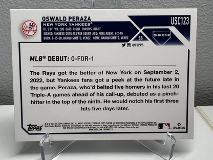 Oswald Peraza 2023 Topps Chrome Update RC #USC123 Yankees