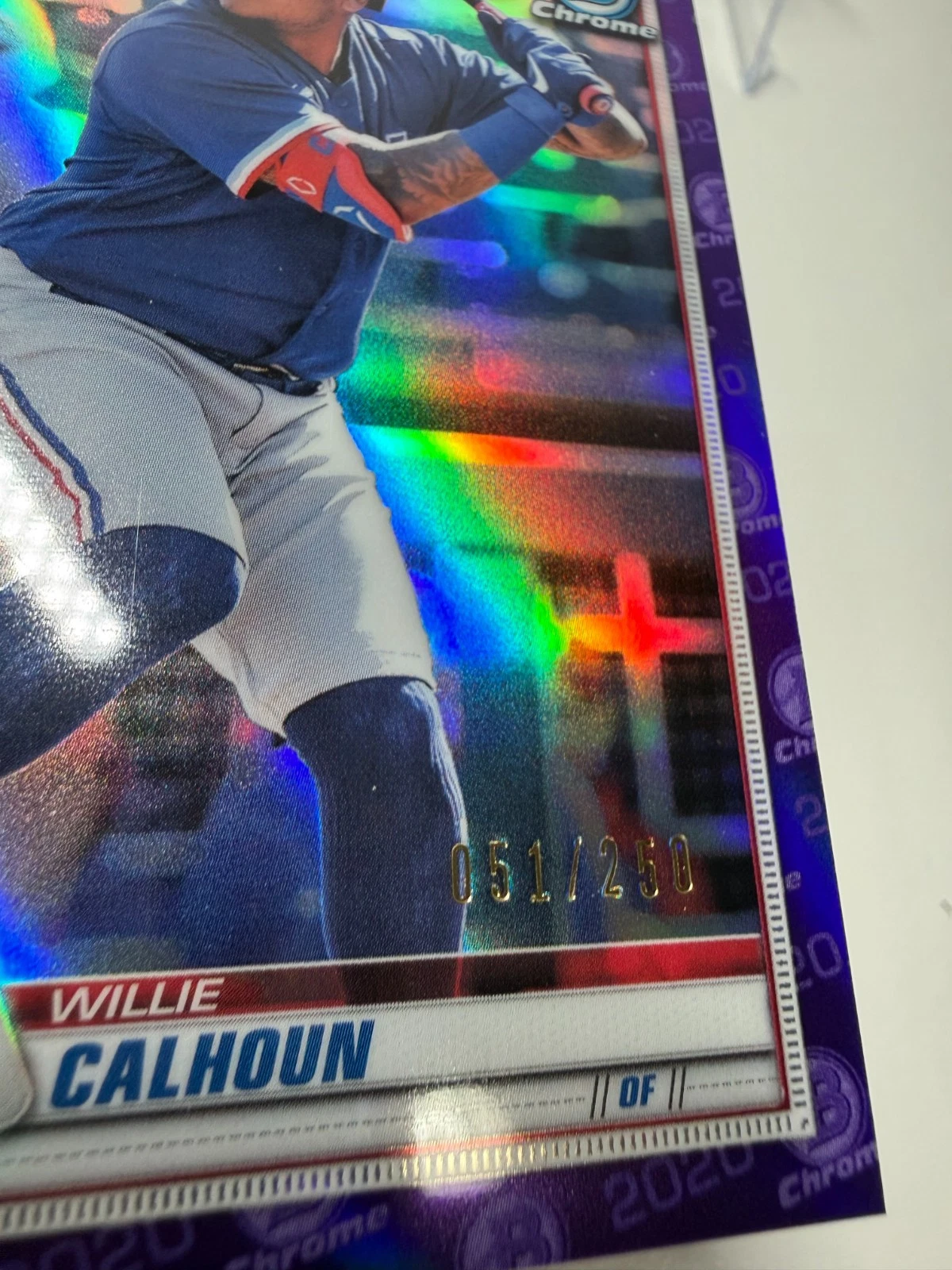 Willie Calhoun 2020 Bowman Chrome 1st Purple Refractor /250 #19 Rangers