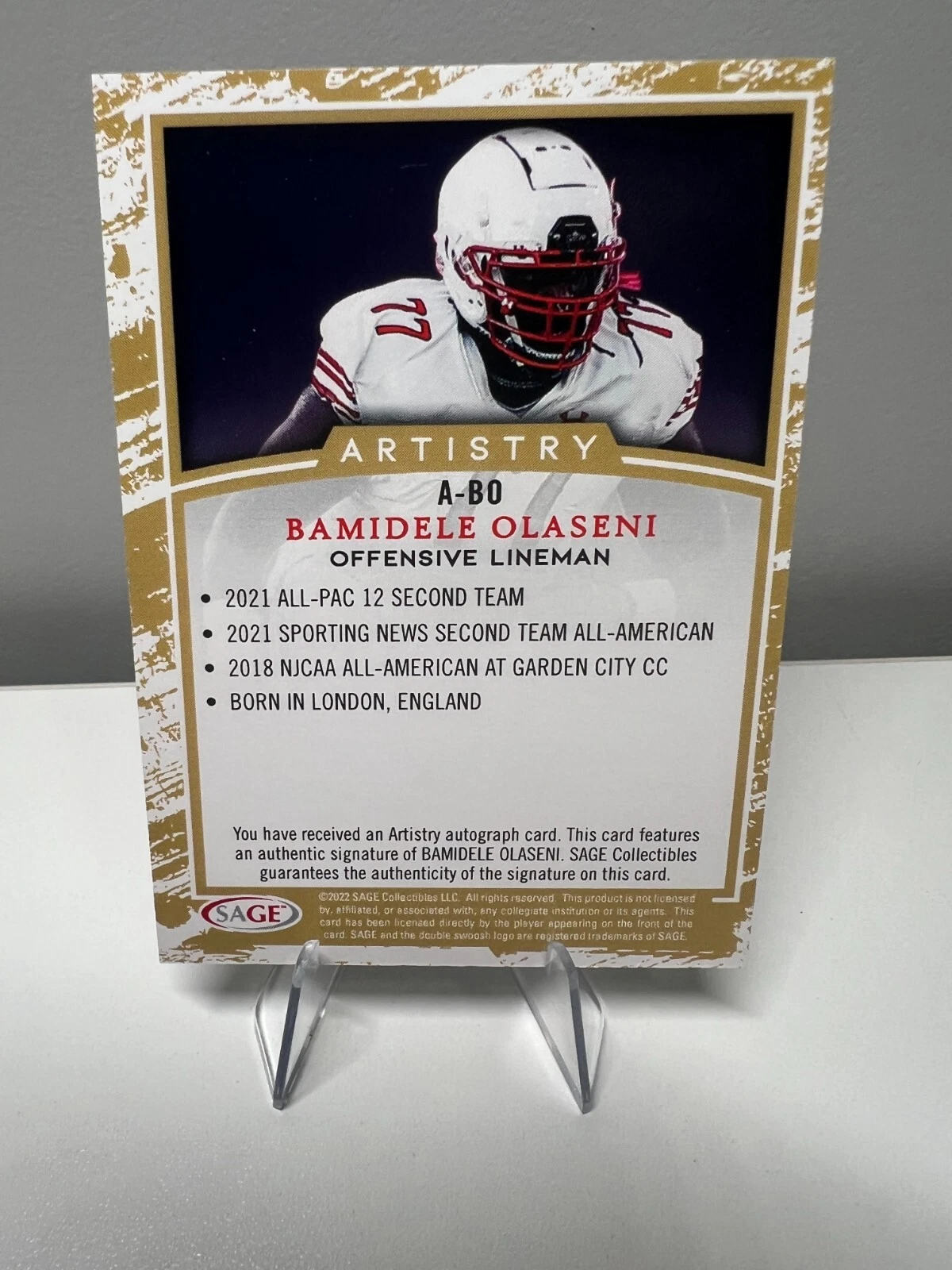 Bamidele Olaseni 2022 Sage Artistry Auto #ABO Jaguars