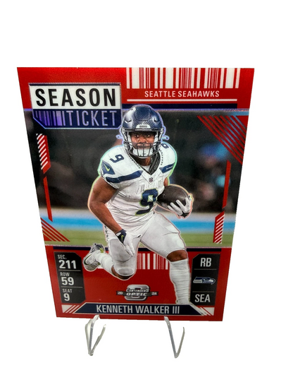 Kenneth Walker III 2024 Panini Contenders Optic Red Season Ticket Prizm /199
