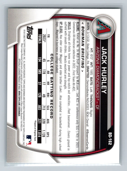 Jack Hurley 2023 Bowman Draft 1st Green /99 #BD-162 Diamondbacks