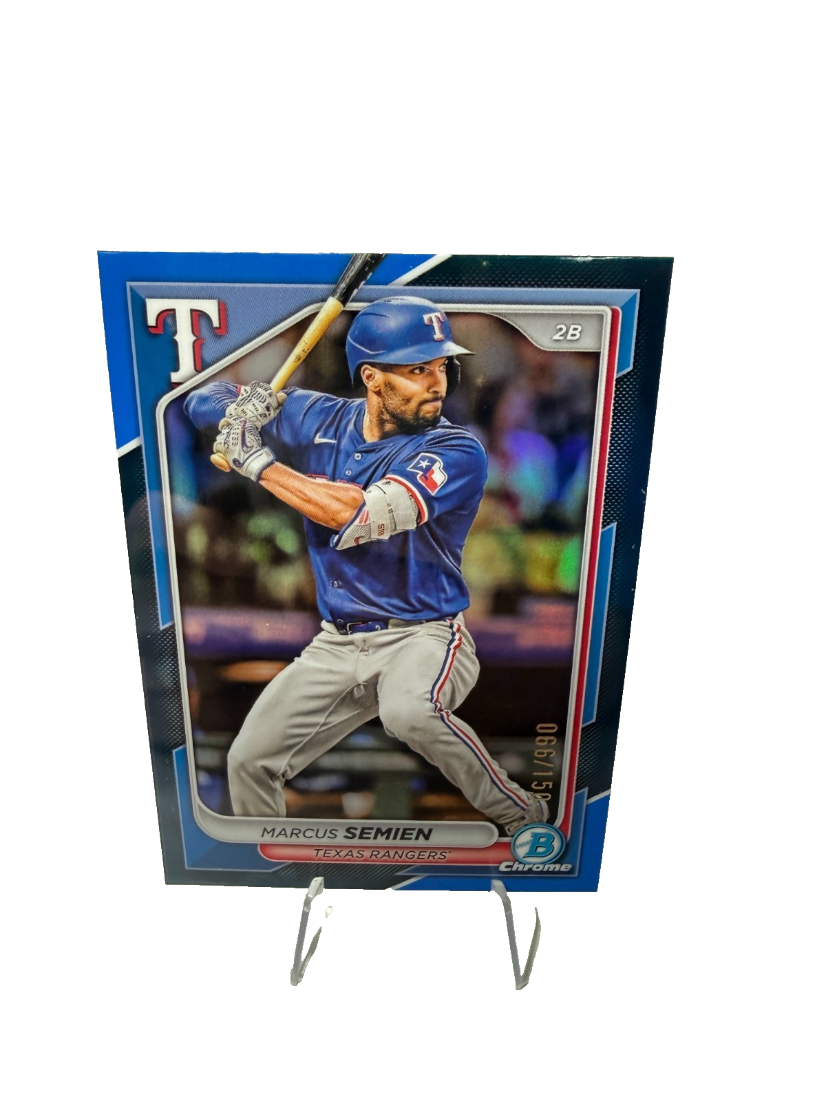 Marcus Semien 2024 Bowman Chrome Blue Refractor /150 #6 Rangers