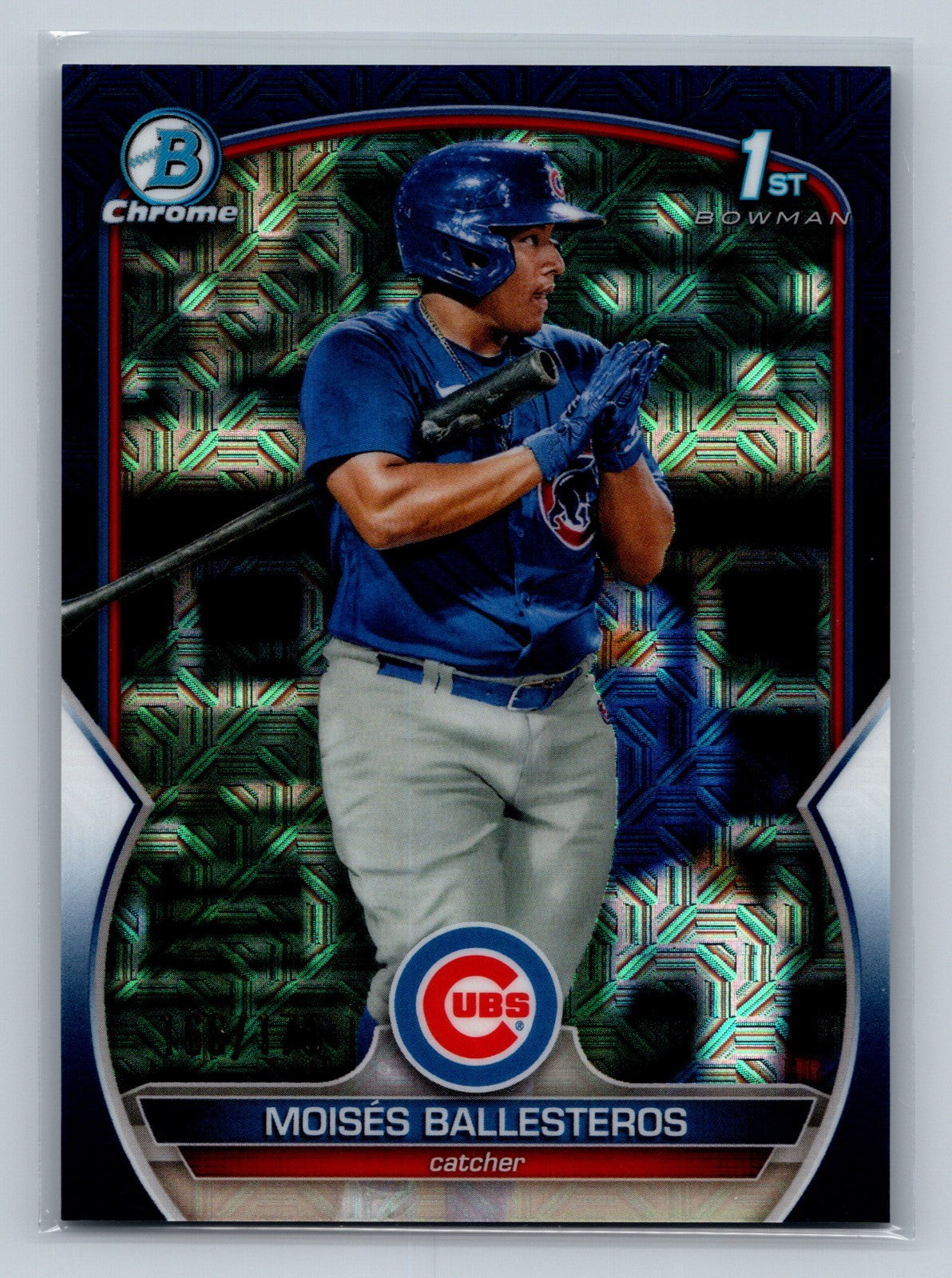 Moises Ballesteros 2023 Bowman Chrome 1st Mega Box Navy Mojo Refractor /150