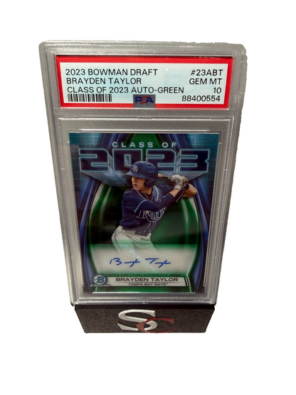 Brayden Taylor 2023 Bowman Draft Class of 2023 Green Refractor Auto /99 PSA 10