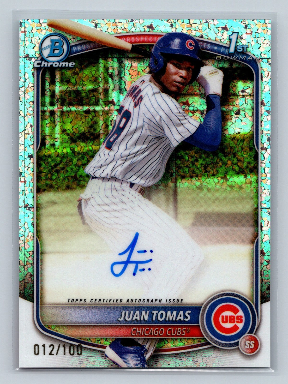 Juan Tomas 2025 Bowman Chrome 1st Mini Diamond Refractor Auto /100 #CPA-JT Cubs