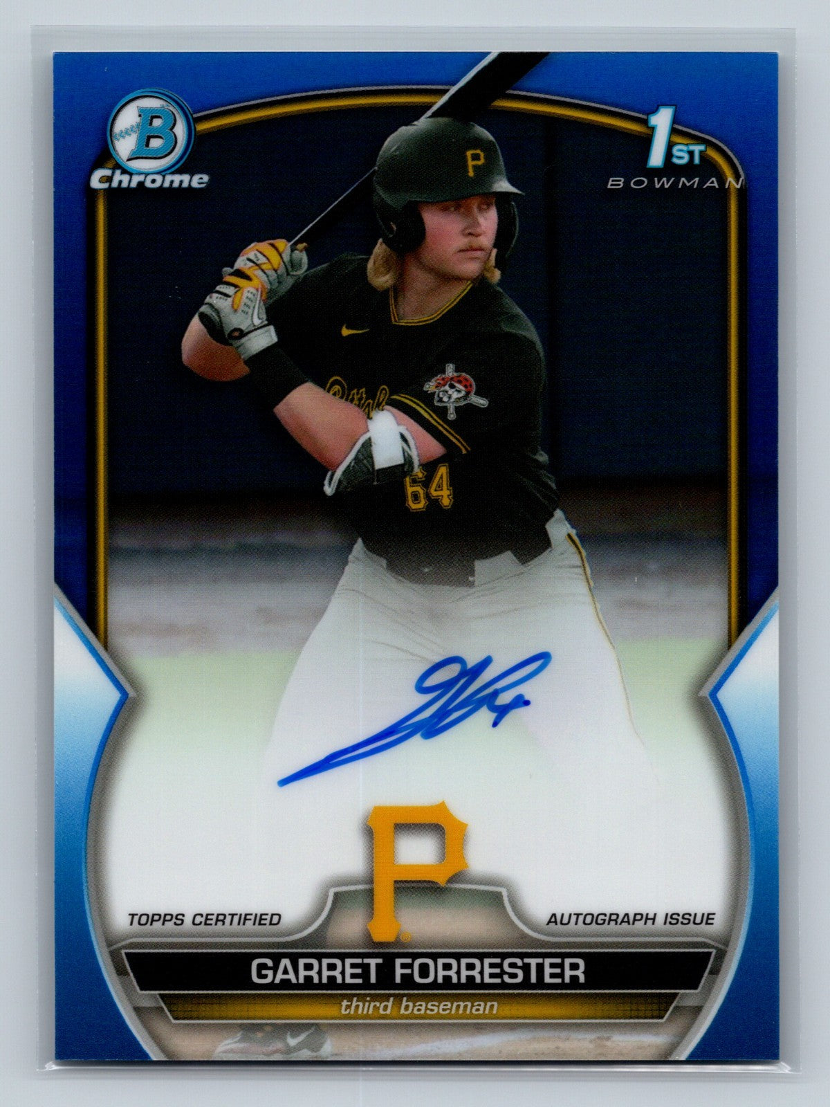 Garret Forrester 2023 Bowman Draft Chrome 1st Blue Refractor Auto /150 #CDA-GF