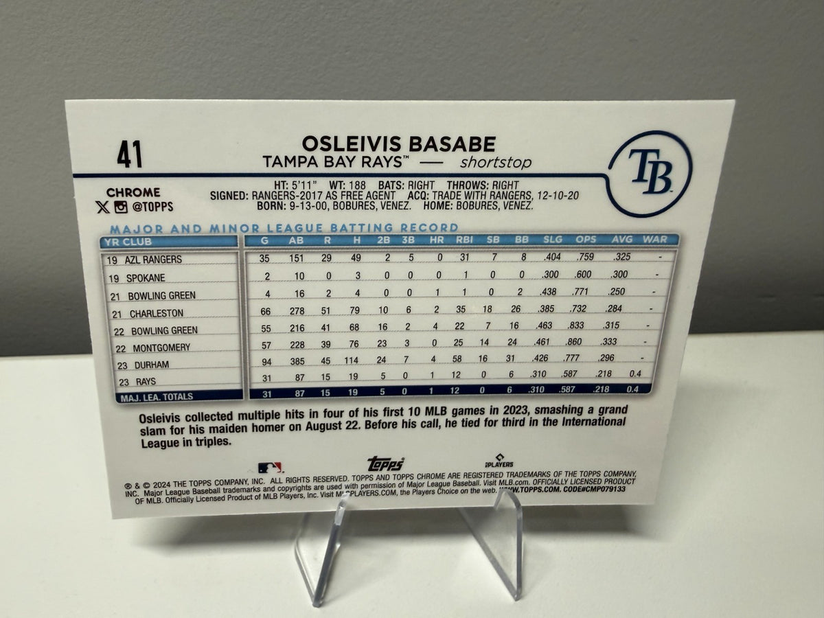 Osleivis Basabe 2024 Topps Chrome Logofractor Purple Refractor /250 #/250 Rays