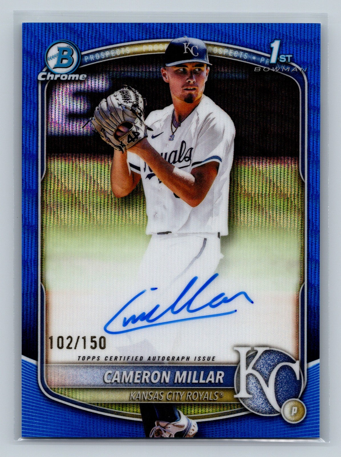 Cameron Millar 2025 Bowman Chrome 1st Blue Wave Refractor Auto /150 #CPA-CMI