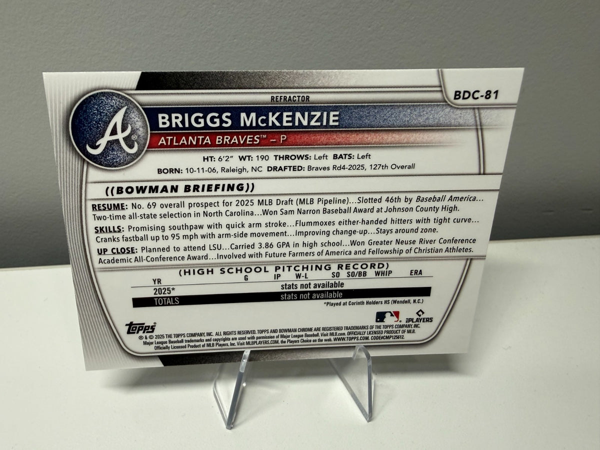 Briggs McKenzie 2025 Bowman Chrome 1st Refractor #BDC-81 Braves