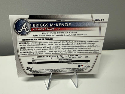 Briggs McKenzie 2025 Bowman Chrome 1st Refractor #BDC-81 Braves