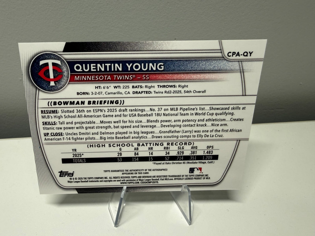 Quentin Young 2025 Bowman Draft Chrome 1st Green Lava Refractor Auto /99 #CPA-QY