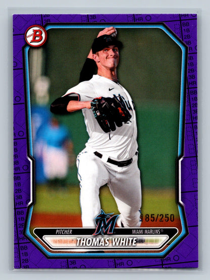 Thomas White 2026 Bowman Paper Prospects Purple Scorecard /250 #BP-80 Marlins