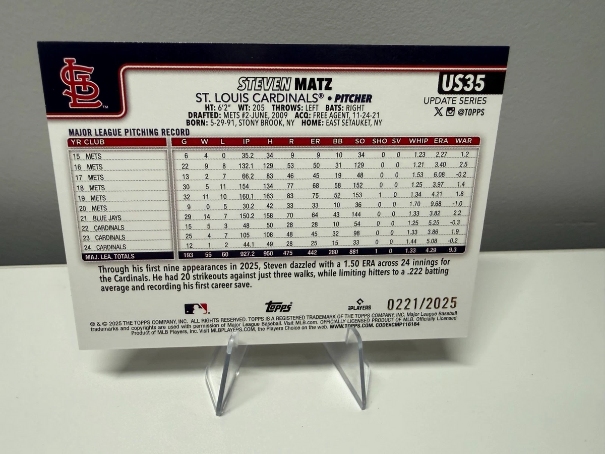 Steven Matz 2025 Topps Update Series Gold /2025 #US35 Cardinals