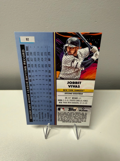 Jorbit Vivas 2025 Topps Chrome Cosmic Red Flare Refractor RC /5 #92 Yankees