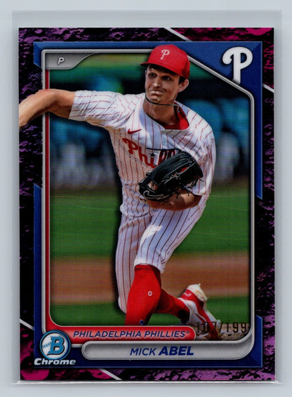 Mick Abel 2024 Bowman Draft Chrome Fuchsia Lunar Refractor /199 #BDC-78 Phillies