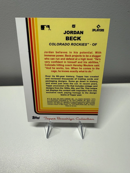 Jordan Beck 2024 Topps Brooklyn Collection Black RC /75 #5 Rockies