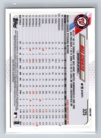 Max Scherzer 2021 Topps Series 1 SP Photo Variation #325 Nationals