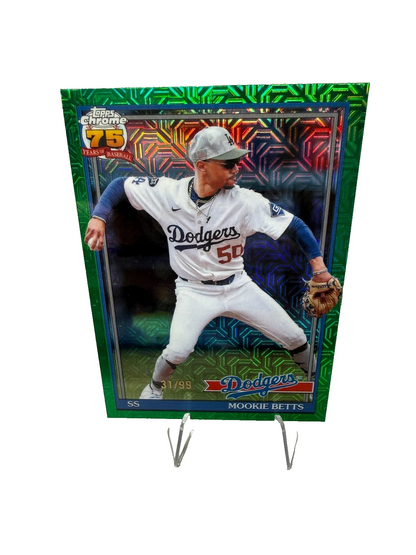 Mookie Betts 2026 Topps Series 1 Chrome Silver Pack Green /99 #91C-95 Dodgers