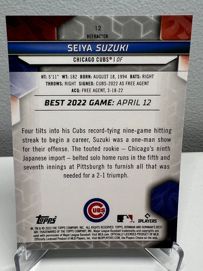Seiya Suzuki 2023 Bowman's Best Refractor #12 Cubs