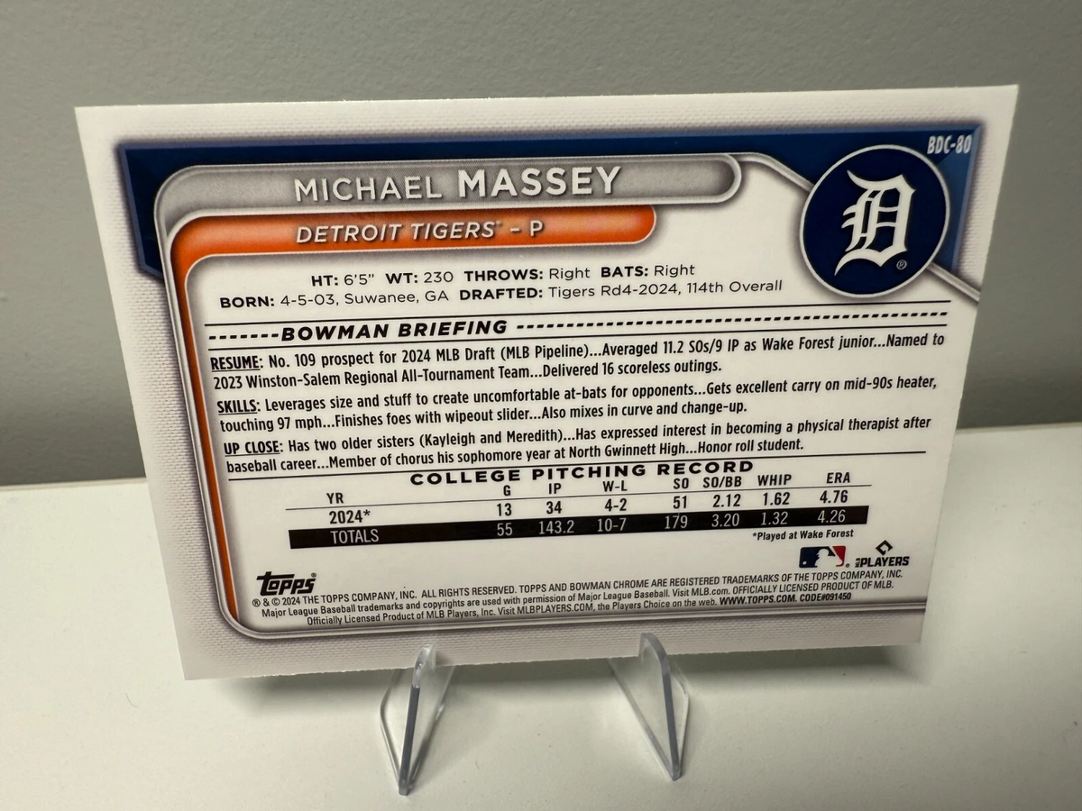 Michael Massey 2024 Bowman Chrome Draft 1st Aqua Wave Refractor /125 #BDC-80