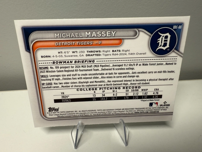 Michael Massey 2024 Bowman Chrome Draft 1st Aqua Wave Refractor /125 #BDC-80