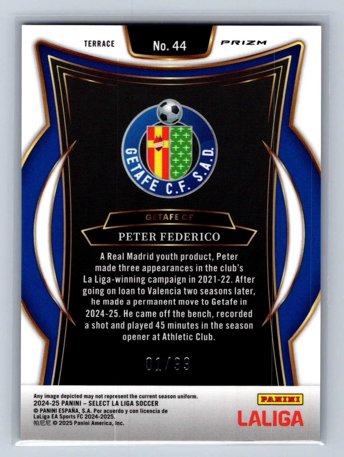 Peter Federico 2024-25 Panini Select La Liga Terrace Purple Prizm RC /99 #44