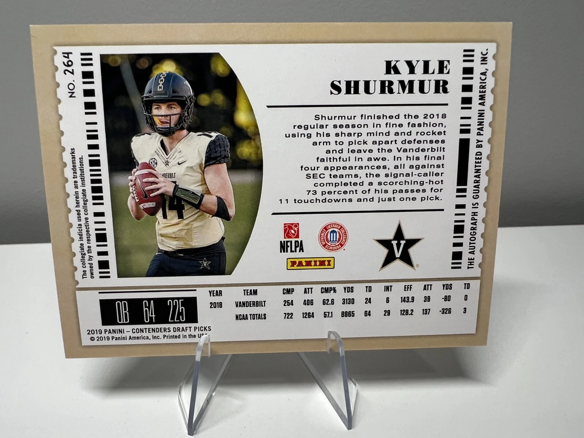 Kyle Shurmur 2019 Panini Contenders Draft Picks College Ticket Auto RC #264