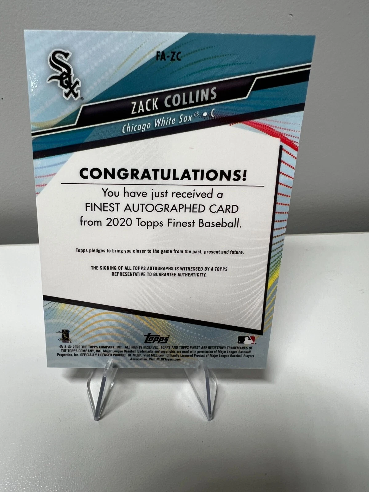Zack Collins 2020 Topps Finest Blue Refractor Auto RC /150 #FA-ZC White Sox