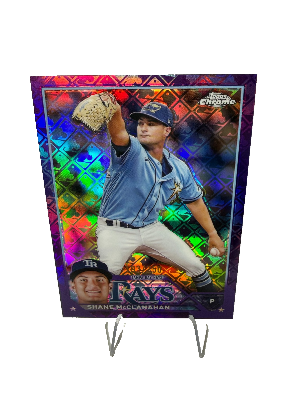 Shane McClanahan 2023 Topps Chrome Logofractor Purple Refractor /250 #169 Rays