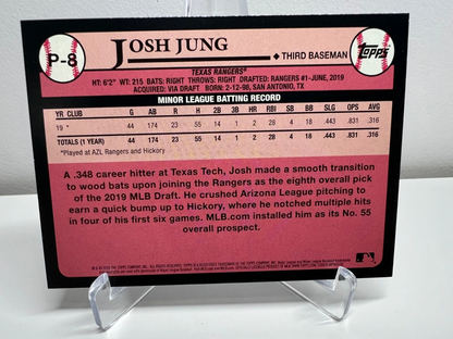 Josh Jung 2020 Topps Update Prospect Insert #P-8 Texas Rangers