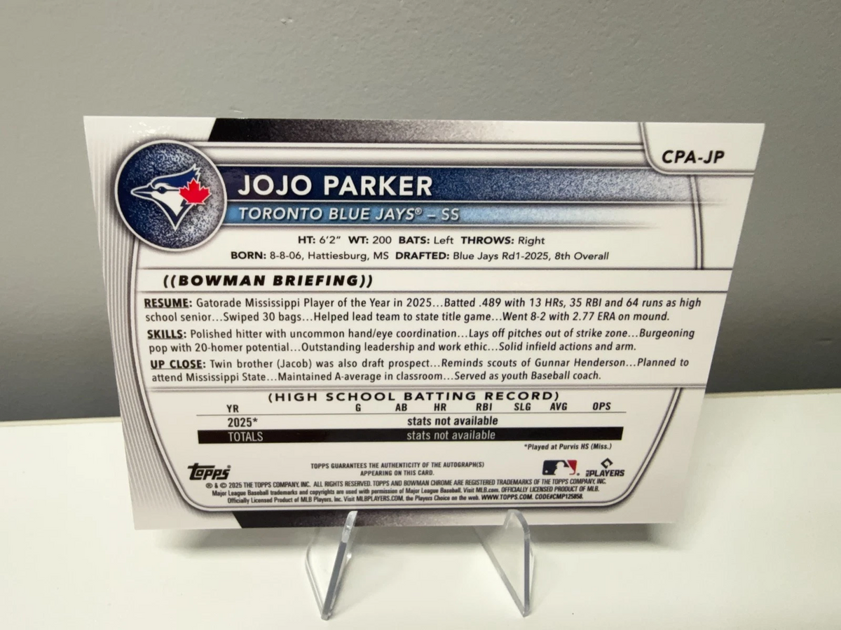 JoJo Parker 2025 Bowman Draft Chrome Image Variation Refractor Auto #CPA-JP